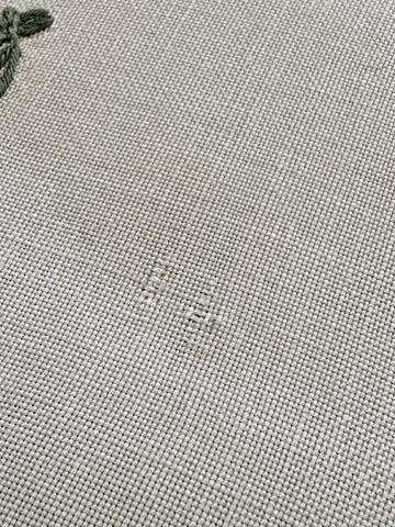 Vintage Hand? Machine? Worked Embroidered Centrepiece Doily Two Flowers w/ Daisy Ring & Crocheted Edge 44cm x 32cm