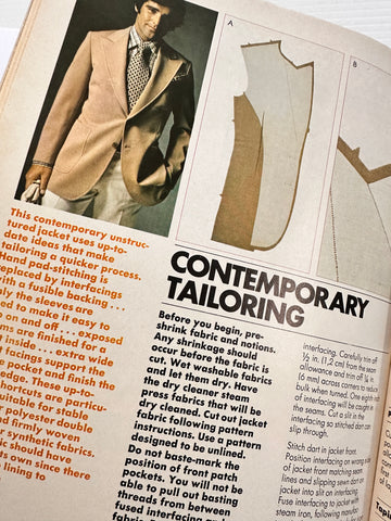 SEWING FOR MEN & BOYS: Simplicity Wardrobe Guide 1974 Techniques Instructions