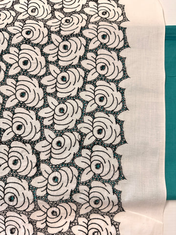 Modern Fabric Amazing Black Thread Anglaise Roses? Cotton Voile 108cm Wide