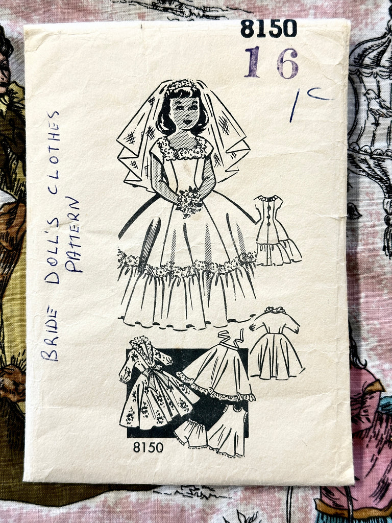 16” DOLL BRIDAL CLOTHES: Patt-O-Rama Mail Order Sewing Pattern 1950s 60s Complete *8150