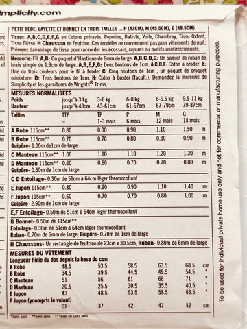 BABIES’ LAYETTE + BONNET IN 3 SIZES: Simplicity 1948 Re-Issued Sewing Pattern 2011 Sizes XXS-L Complete FF *2629