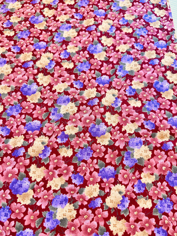 FAT QUARTER Vintage? Modern? Fabric Quilt Cotton Country Floral on a Burgundy Base 50cm x 50cm
