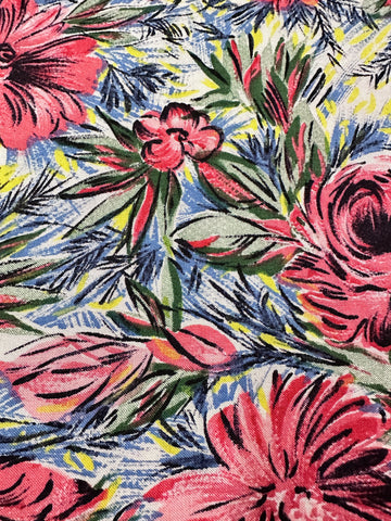 LAST 1/2m: Vintage Fabric 50s Magical Tropical Cotton 88cm x 50cm