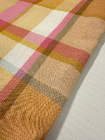 Modern Fabric 2000s Quality Adairs Cotton Sheeting Bright Plaid 100cm Wide