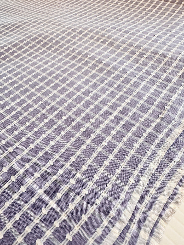 Vintage Fabric 50s 60s Light Weight Periwinkle Cotton w/ Woven Stripe 88cm Wide