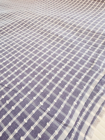 Vintage Fabric 50s 60s Light Weight Periwinkle Cotton w/ Woven Stripe 88cm Wide