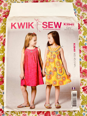 GIRL’S DRESS: Kwik Sew Sewing Pattern 2012 Sizes XXS-XS-S-M-L Complete FF *K3940