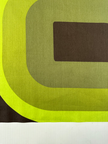REMNANT Vintage Fabric 1970s Super Graphic Retro Curves Greens Brown Sonata 57cm x 51cm