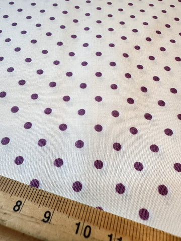 Modern? Vintage 80s? Fabric Sweet Tiny Dark Lavender Dots on Cream Quilt Cotton 112cm Wide