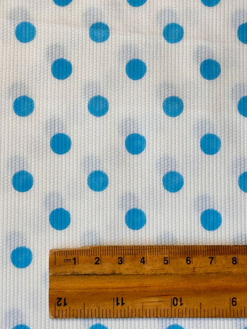 FAT QUARTER Vintage Fabric 1960s 70s Pale Blue Spot on Cotton Pique 44cm x 50cm