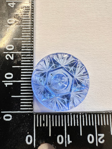 Vintage Button 1950s? Cut Glass in Cornflower Blue w/ Shank 18mm