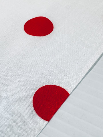 REMNANT Vintage Fabric 1980s Patchwork Red Polka Dot on White Cotton 55cm x 30cm