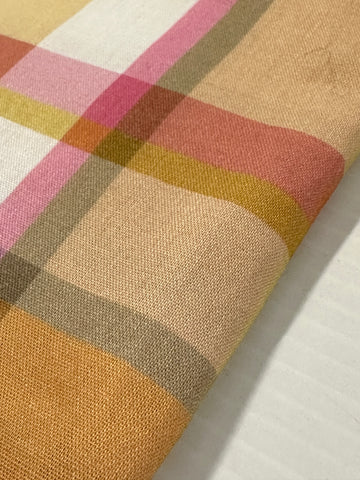 Modern Fabric 2000s Quality Adairs Cotton Sheeting Bright Plaid 100cm Wide