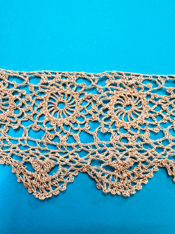 Rare Antique Handmade Crochet Trim 1920s? Pale Taupe 45mm Wide