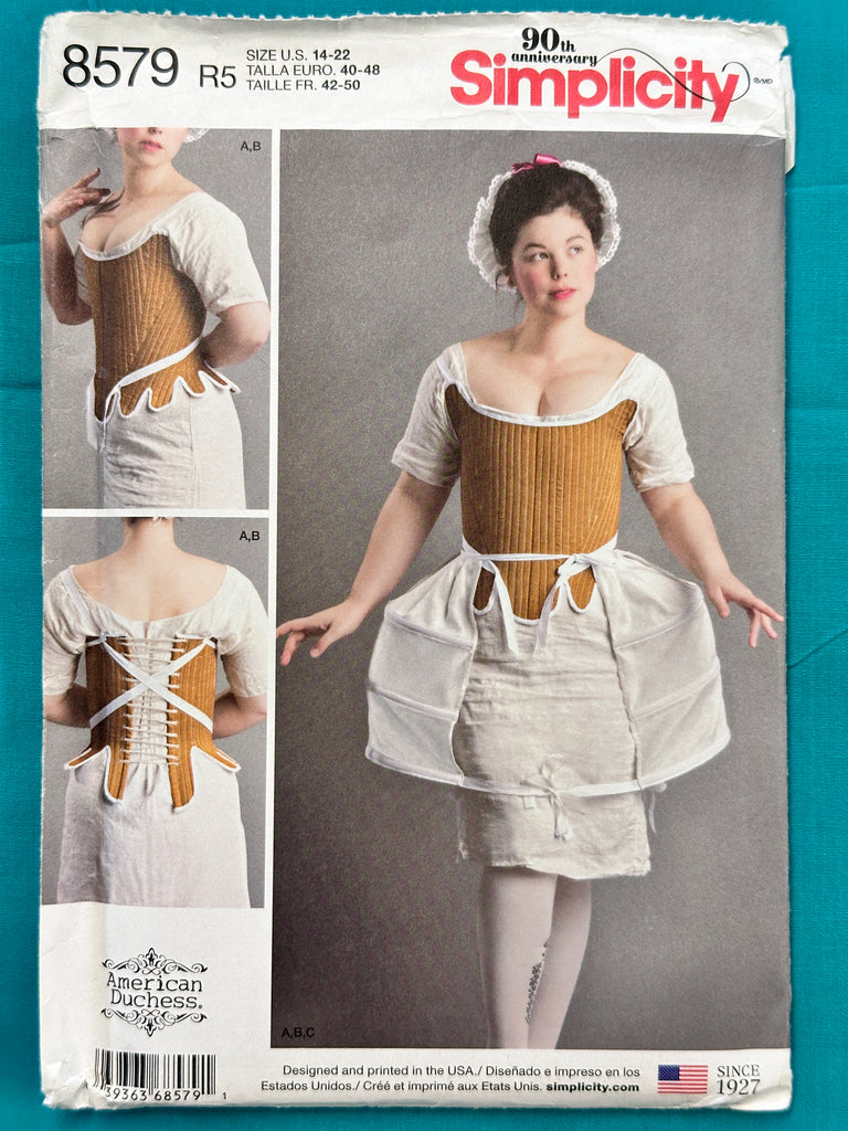 MISSES’ 18th CENTURY CORSET, SHIFT & PANNIERS: Butterick Making History Sewing Pattern Size 14-16-18-20-22 *8579