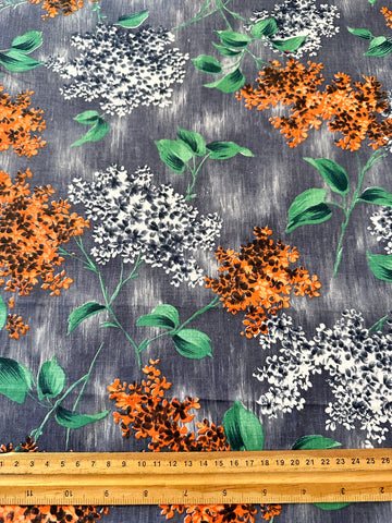 REMNANT Vintage Fabric Crisp Cotton 1950s MCM 44cm x 44cm