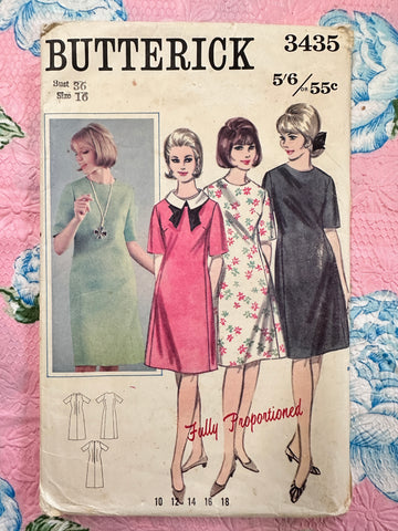 PROPORTIONED DRESS: Butterick Sewing Pattern 1960s Size 16 Bust 36 Unused FF *3435