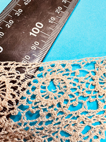 Rare Antique Handmade Crochet Trim 1920s? Pale Taupe 45mm Wide