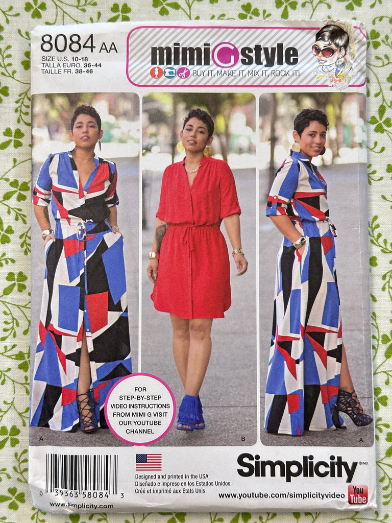 SHIRT DRESS IN TWO LENGTHS: Simplicity Sewing Pattern Mimi G Style 2016 Sizes 10-18 Complete FF *8084