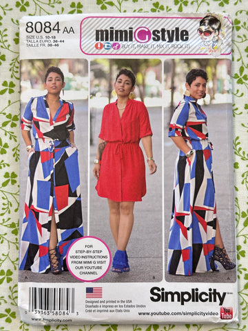 SHIRT DRESS IN TWO LENGTHS: Simplicity Sewing Pattern Mimi G Style 2016 Sizes 10-18 Complete FF *8084