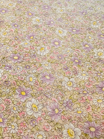 Vintage Fabric 1980s Light Weight Cotton Cottagecore Pastel Floral 85cm Wide