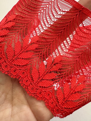Vintage Trim Synthetic Lace 80s? 90s? Tomato Red Lingerie 85mm Wide