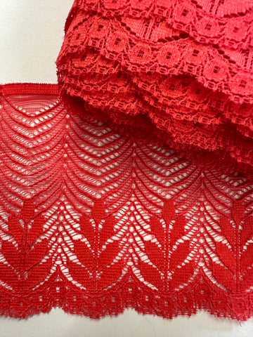 Vintage Trim Synthetic Lace 80s? 90s? Tomato Red Lingerie 85mm Wide