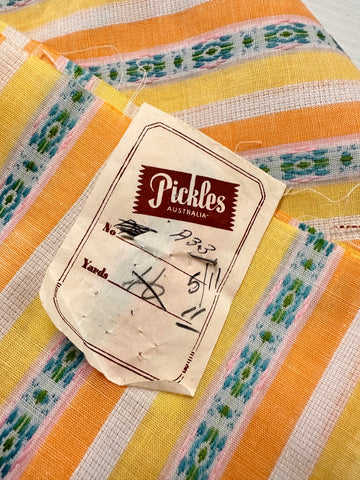 LAST PIECE Vintage Fabric 1960s Mod Stripe Textured Cotton 88cm x 50cm