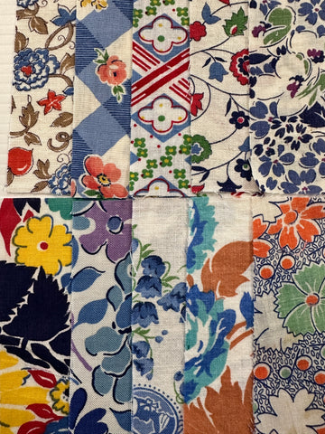 6cm x 12cm Fabric Pack - 10 Pieces - Mid-Century Cottons - Blues