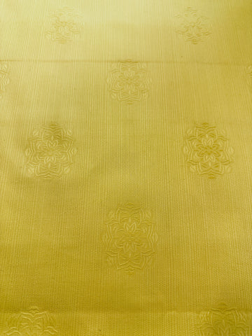 REMNANT: Vintage Fabric 1960s Lemon Yellow Cotton Pique w/ Embossed Flower 44cm x 43cm