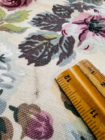 FAT QUARTER Vintage Fabric 1980s? Sanderson? Medium Floral on Bone Linen Blend 60cm x 50cm