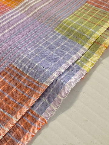 FAT QUARTER Vintage Fabric 70s 80s Bright Woven Plaid Cotton 56cm x 50cm