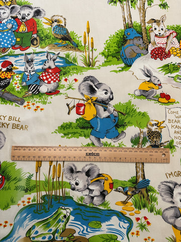 REMNANT Vintage Fabric Soft Furnishing Cotton Blinky Bill 1980s Pin Hole 49cm x 57cm