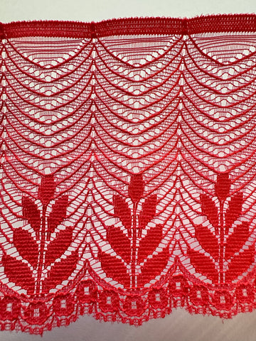 Vintage Trim Synthetic Lace 80s? 90s? Tomato Red Lingerie 85mm Wide