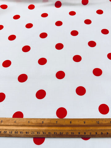 REMNANT Vintage Fabric 1980s Patchwork Red Polka Dot on White Cotton 55cm x 30cm
