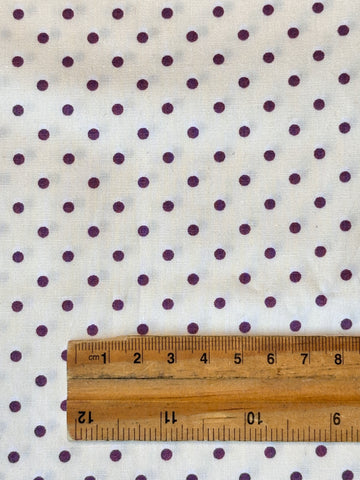 Modern? Vintage 80s? Fabric Sweet Tiny Dark Lavender Dots on Cream Quilt Cotton 112cm Wide