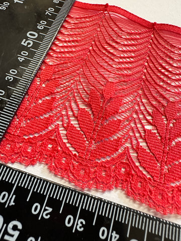 Vintage Trim Synthetic Lace 80s? 90s? Tomato Red Lingerie 85mm Wide