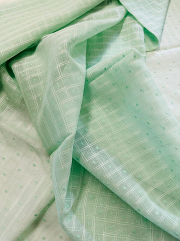 Vintage Fabric 1960s Tootal Robia Fancy Weave Dotted Swiss Cotton Pale Mint 88cm Wide