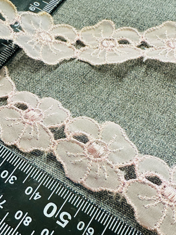 Vintage Pale Pink Lace Trim Mid-Century Made in Austria 2.5cm Wide