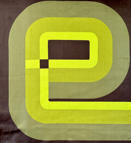 PATTERN REPEAT Vintage Fabric 1970s Super Graphic Retro Curves Greens Brown Sonata 58cm Wide