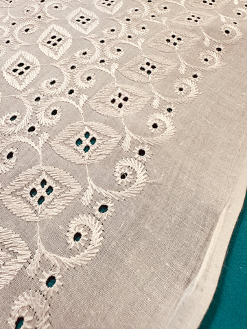 Vintage Fabric 60s 70s Light Weight Cotton Broderie Anglaise 82cm Wide