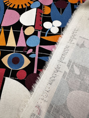 FAT QUARTER Modern Fabric Nerida Hansen x Lisa Congdon Art Bright Shapes on Grid OOP 76cm x 50cm