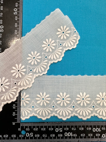Modern Cotton Trim White Broderie Anglaise 6cm Wide
