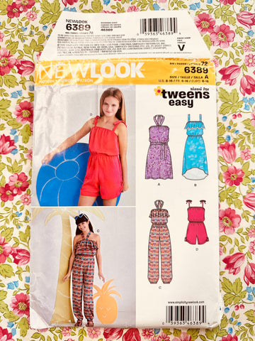 GIRL’S DRESS, ROMPER + JUMPSUIT: New Look Sewing Pattern Tweens Easy 2015 Sizes USA 8-16 Complete FF *6389