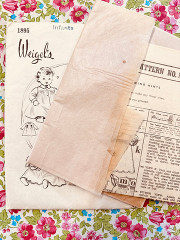 DRESS & COAT IN TWO STYLES: Weigel's Sewing Pattern 1950s Infants Complete FF *1895