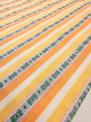 LAST PIECE Vintage Fabric 1960s Mod Stripe Textured Cotton 88cm x 50cm
