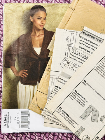 JACKET, BELT & DRESS: Vogue American Designer Sewing Pattern Donna Karan 2007 Sizes 6-8-10-12 Complete Uncut *V2942