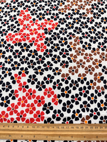 LAST PIECE Vintage Fabric Waffle Weave Cotton 60s Pure Mod Daisies 88cm x 50cm