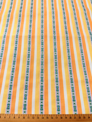 LAST PIECE Vintage Fabric 1960s Mod Stripe Textured Cotton 88cm x 50cm