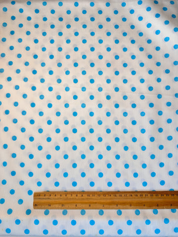 FAT QUARTER Vintage Fabric 1960s 70s Pale Blue Spot on Cotton Pique 44cm x 50cm